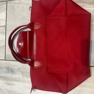 Brand New Red Longchamp Tote (Made of Heavy Denim)
